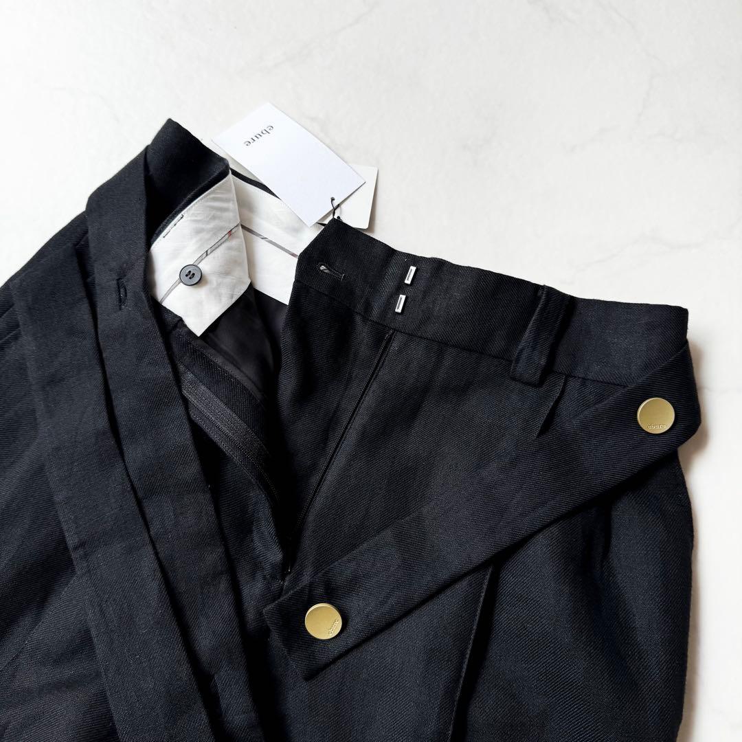 新品タグ付き✨エブール　リネンショートパンツ　イタリア製生地　金ボタン　38