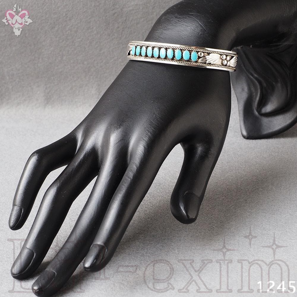 10個 ターコイズ シルバー インディアンジュエリー ズニ 刻印 バングル 純銀