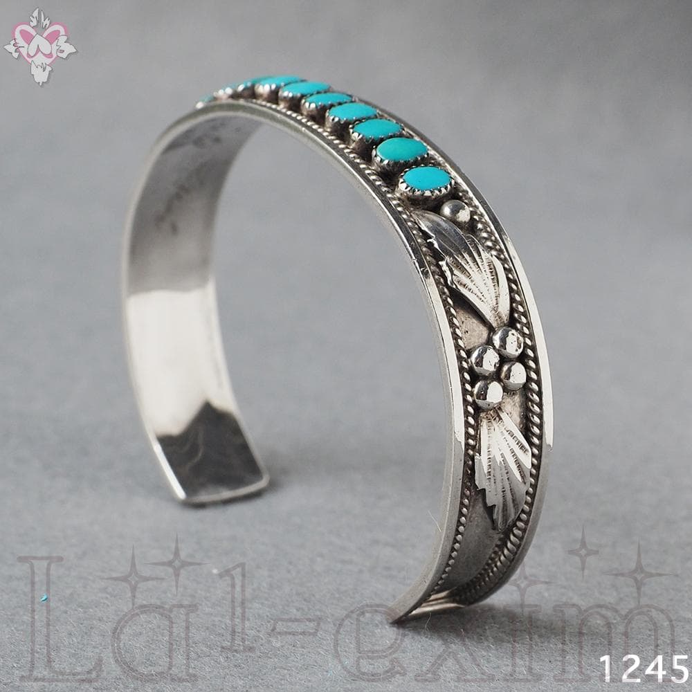 10個 ターコイズ シルバー インディアンジュエリー ズニ 刻印 バングル 純銀