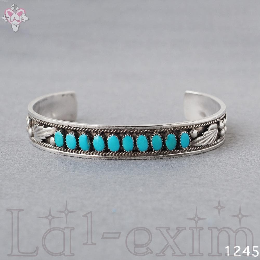 10個 ターコイズ シルバー インディアンジュエリー ズニ 刻印 バングル 純銀