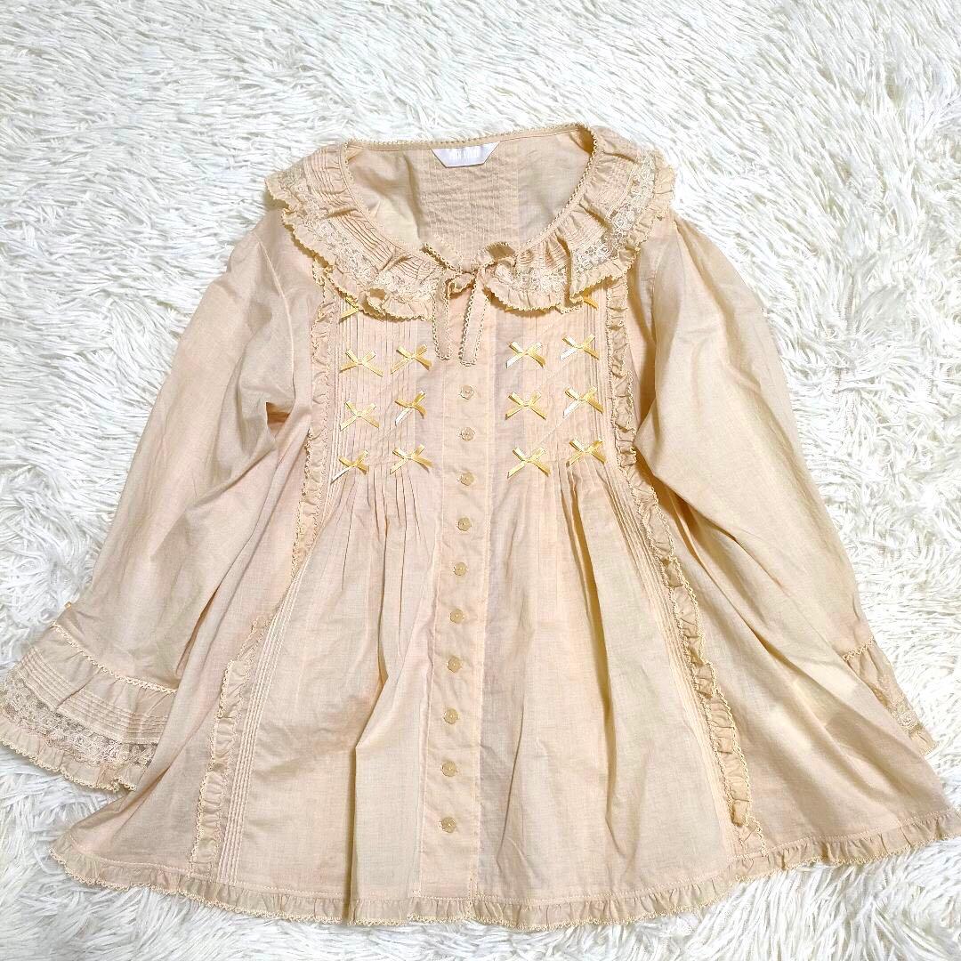 【美品】ピンクハウス 24年 ミニリボンいっぱいブラウス クリームイエロー