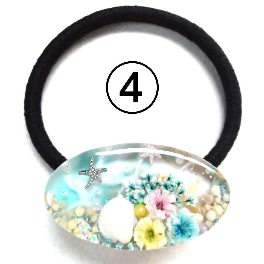 ヘアゴム レジン 大きなポッテリ三毛猫ちゃんとマトリカリア