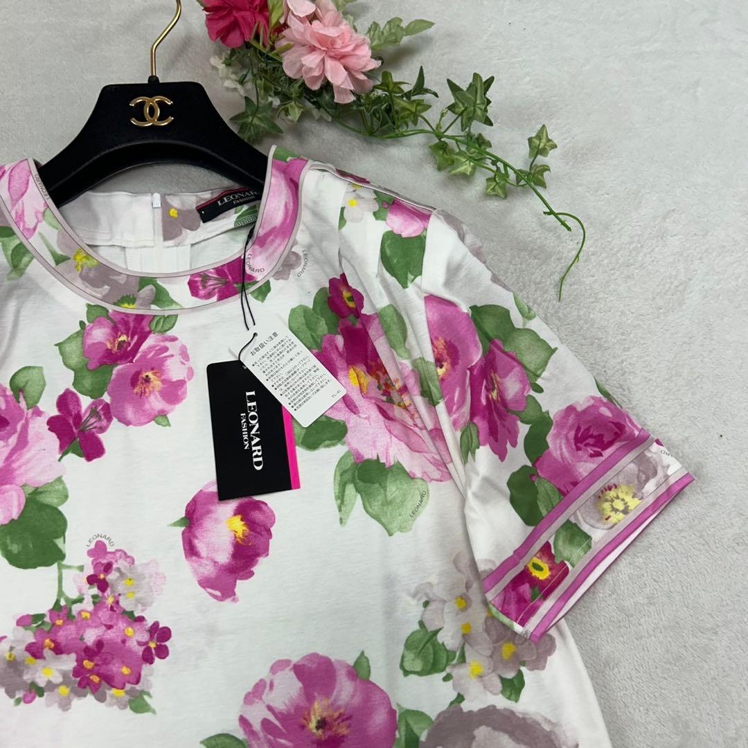 K446 新品未使用 L レオナール タグ付き 花柄 カットソー レディース