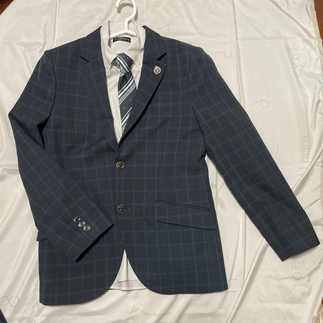 男の子 165cmフォーマルスーツ ネイビー シャツ・ネクタイ付き