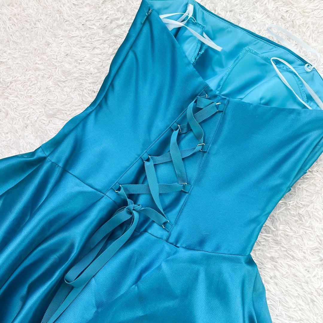 専用エメ カラードレス 演奏会9号 Aライン お花コサージュ付 ブルー系