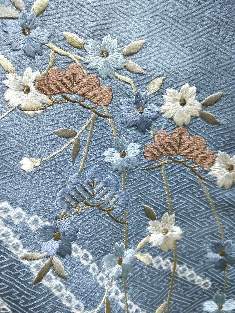 最終値下げ F-295 付け下げ 松 桜 袷 金彩 手刺繍 絞り 正絹 美品