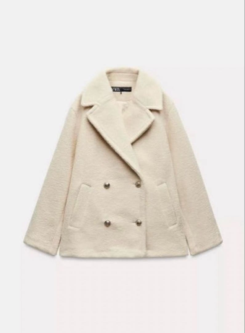 完売品⭐︎ZARA セミロング丈ブークレコート XS エクリュ