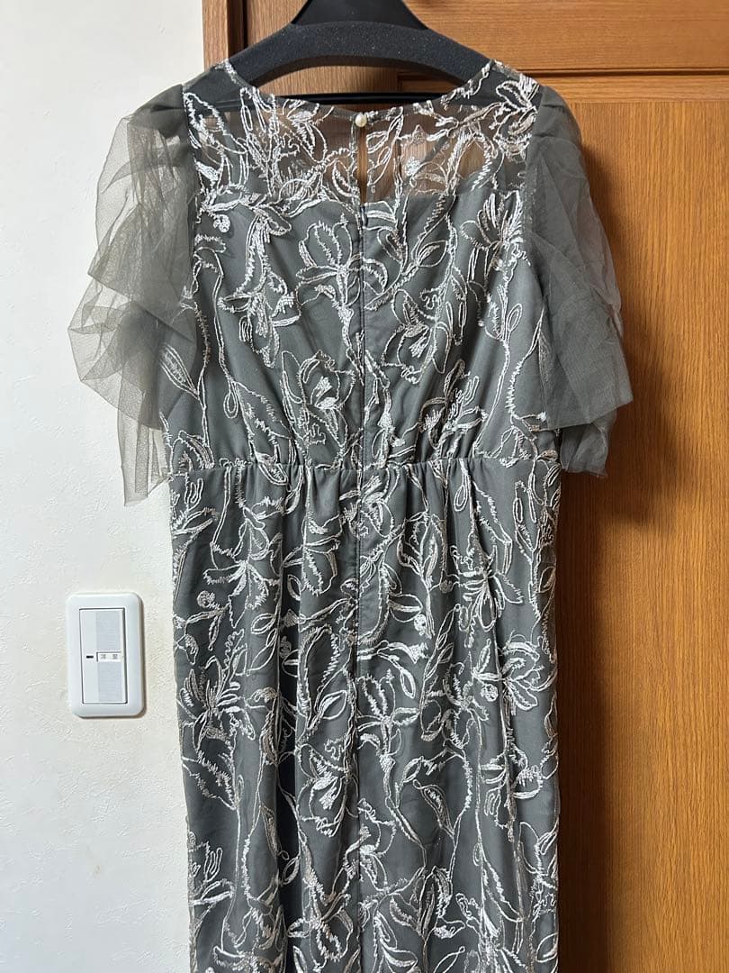 刺繍レース チュールスリーブ コクーン パーティードレス オケージョンドレス