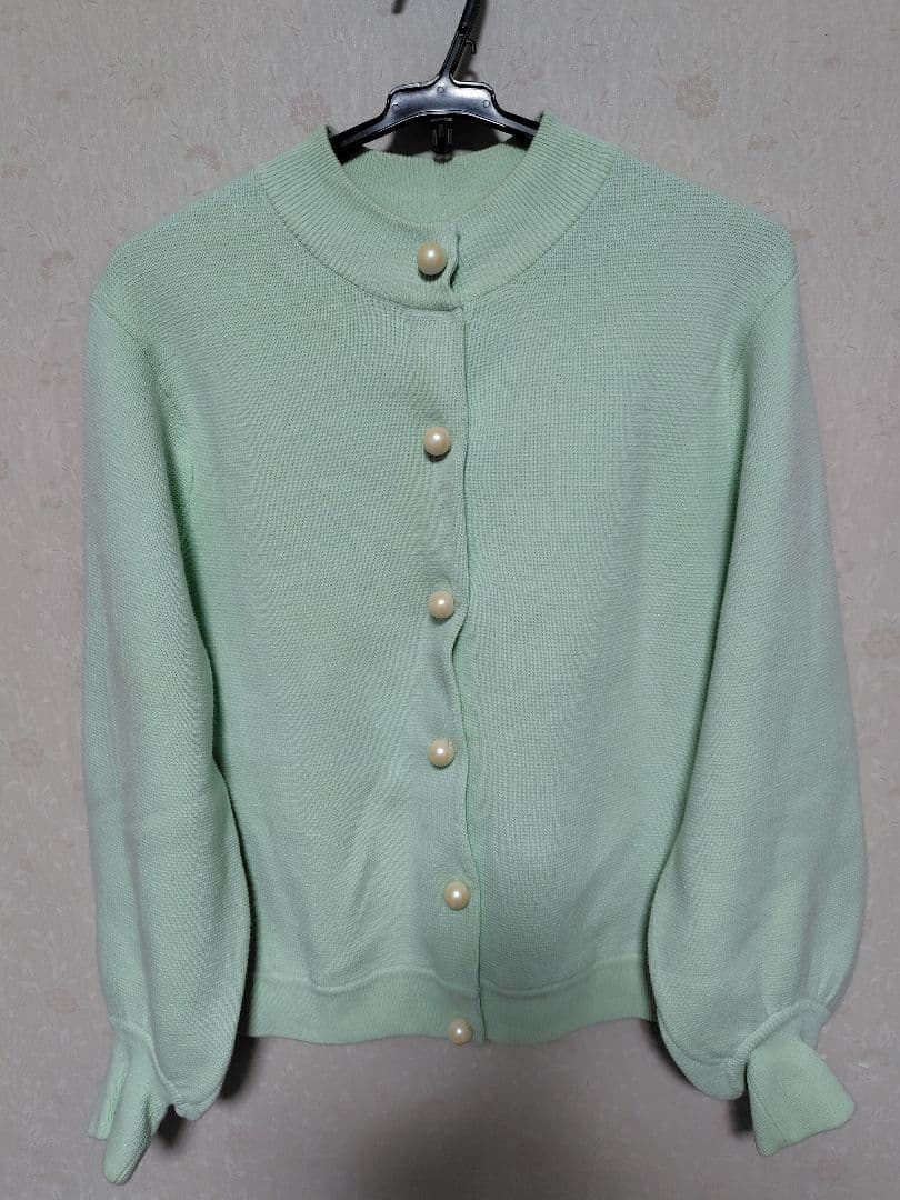 【あや】フランシュリッペ ミントグリーン パールボタンカーディガン