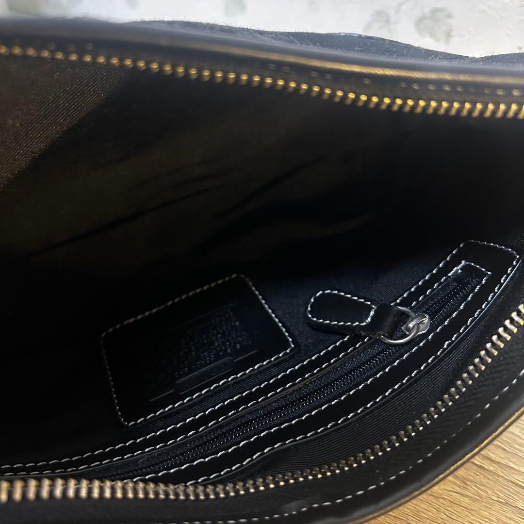 COACH コーチ ミニシグネチャー ワンショルダーバッグ グレー黒 6351