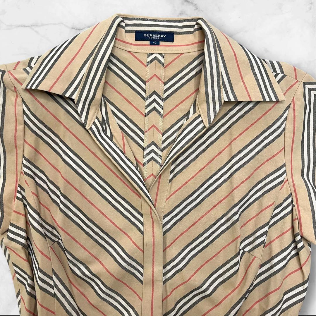 美品 バーバリーロンドン シャツワンピース 42 XL ベージュ ベルト y2k