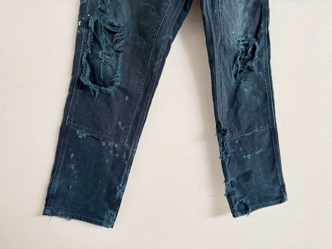 超スペシャル 33X32 W33 カーハート ダブルニー パンツ ブラック 黒