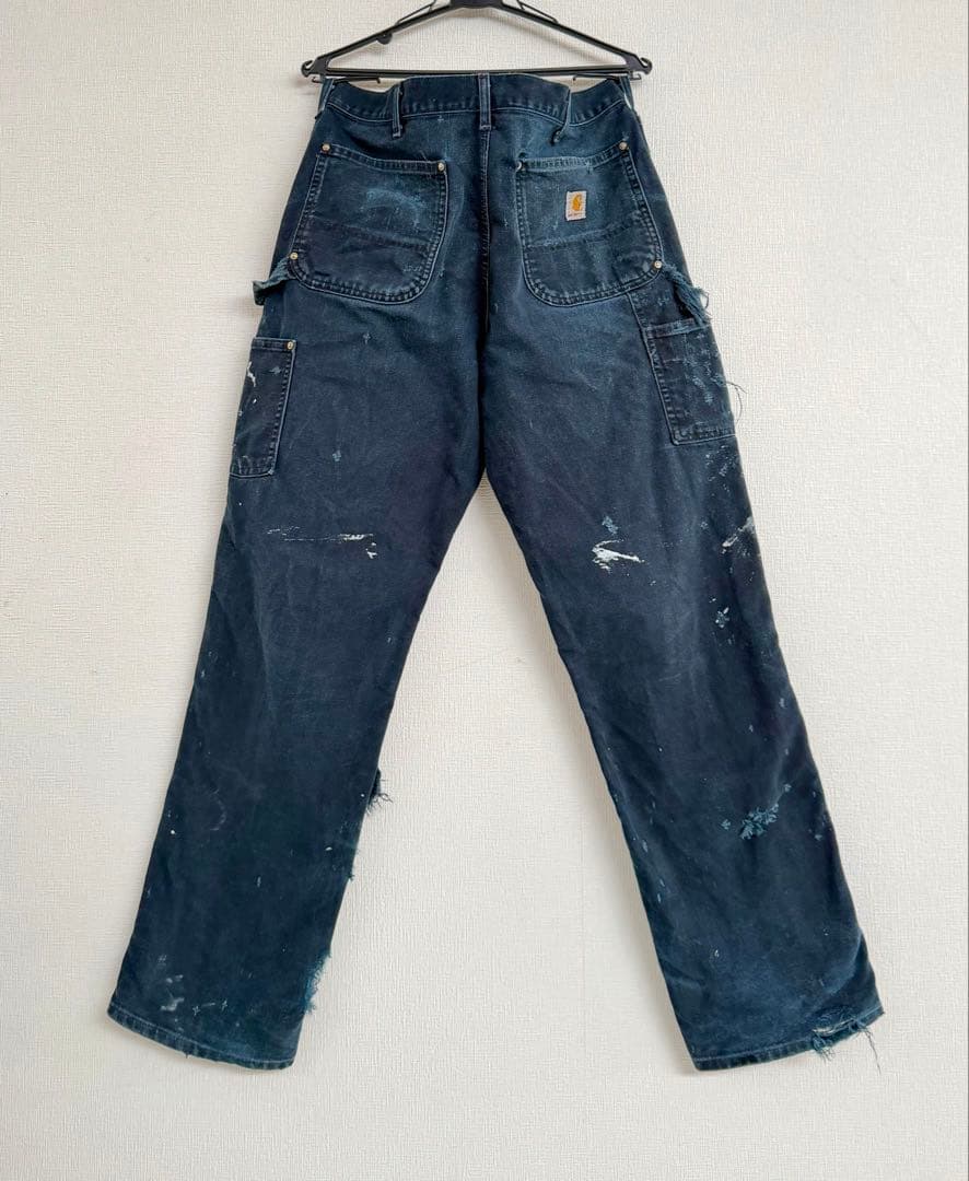 超スペシャル 33X32 W33 カーハート ダブルニー パンツ ブラック 黒