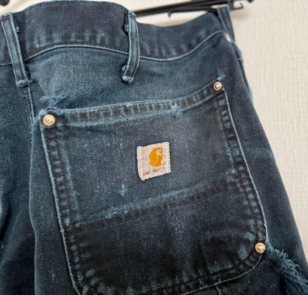 超スペシャル 33X32 W33 カーハート ダブルニー パンツ ブラック 黒