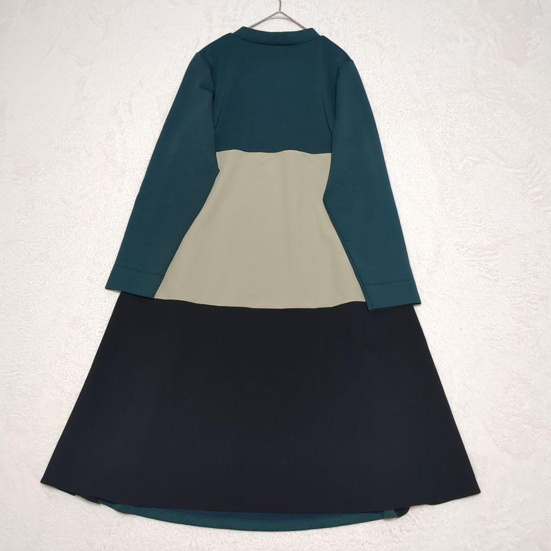 BEARDSLEY ✨洗える 後ろフレアバイカラーワンピース フリーサイズ