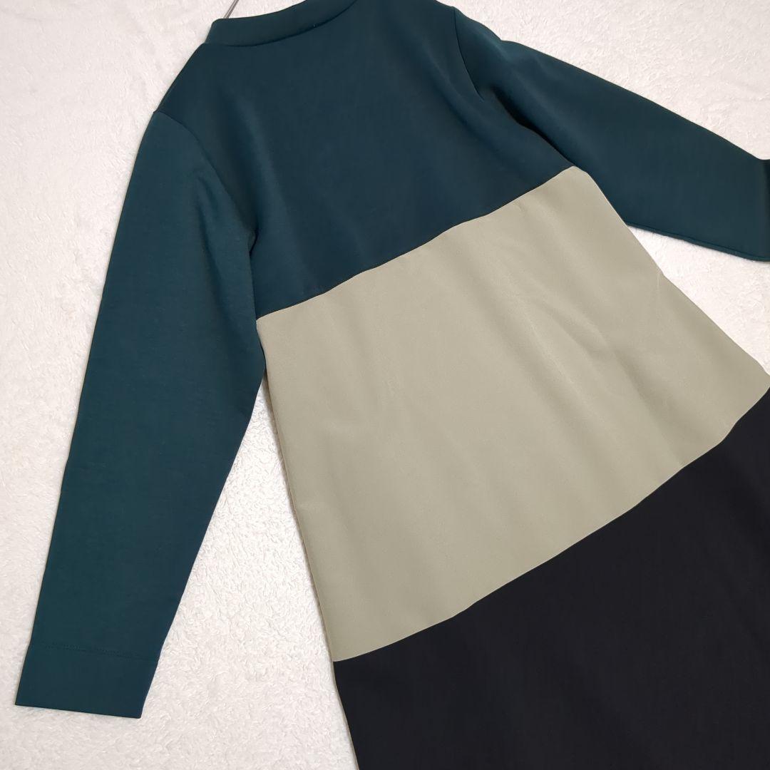 BEARDSLEY ✨洗える 後ろフレアバイカラーワンピース フリーサイズ