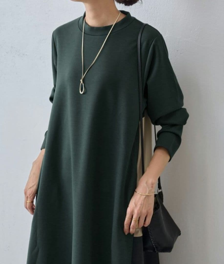 BEARDSLEY ✨洗える 後ろフレアバイカラーワンピース フリーサイズ