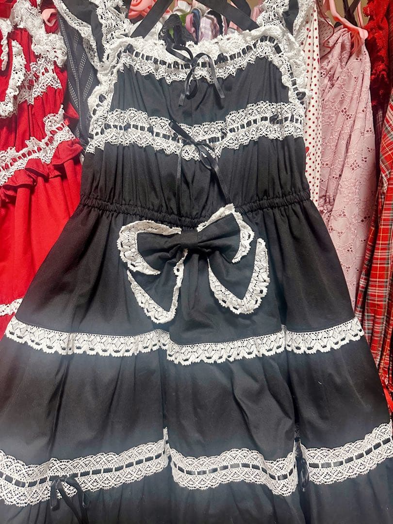 ベイビー　シャーリングジャンパースカート　黒