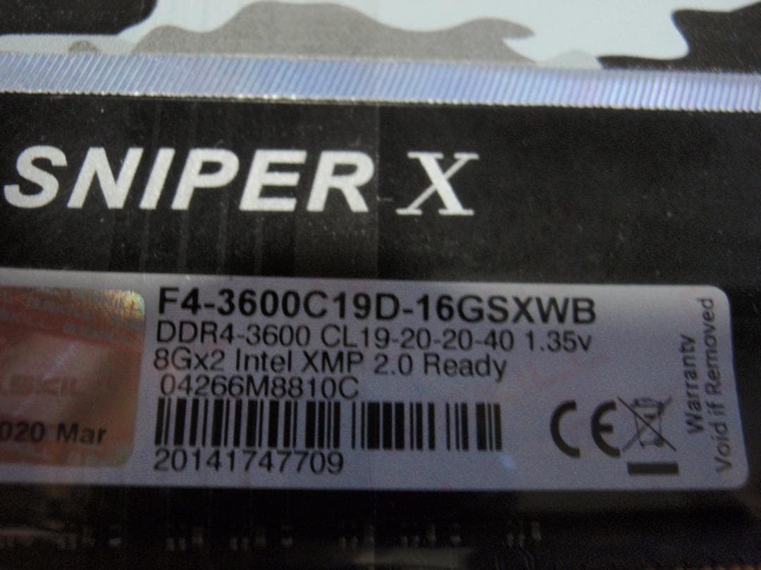 メモリー G.SKILL SNIPER X DDR4 3600MHz 16GB 8GBx2
