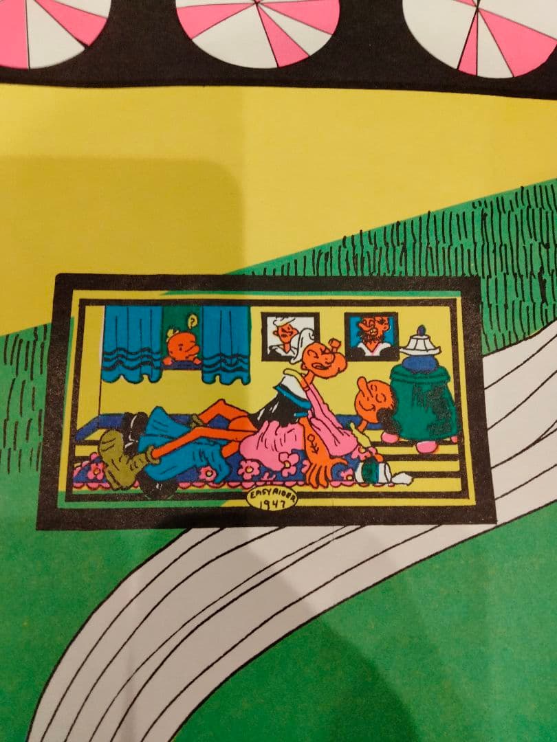 大判　ディズニー　ポスター ブラックライト メモリアルオージー ビンテージ 麻パ