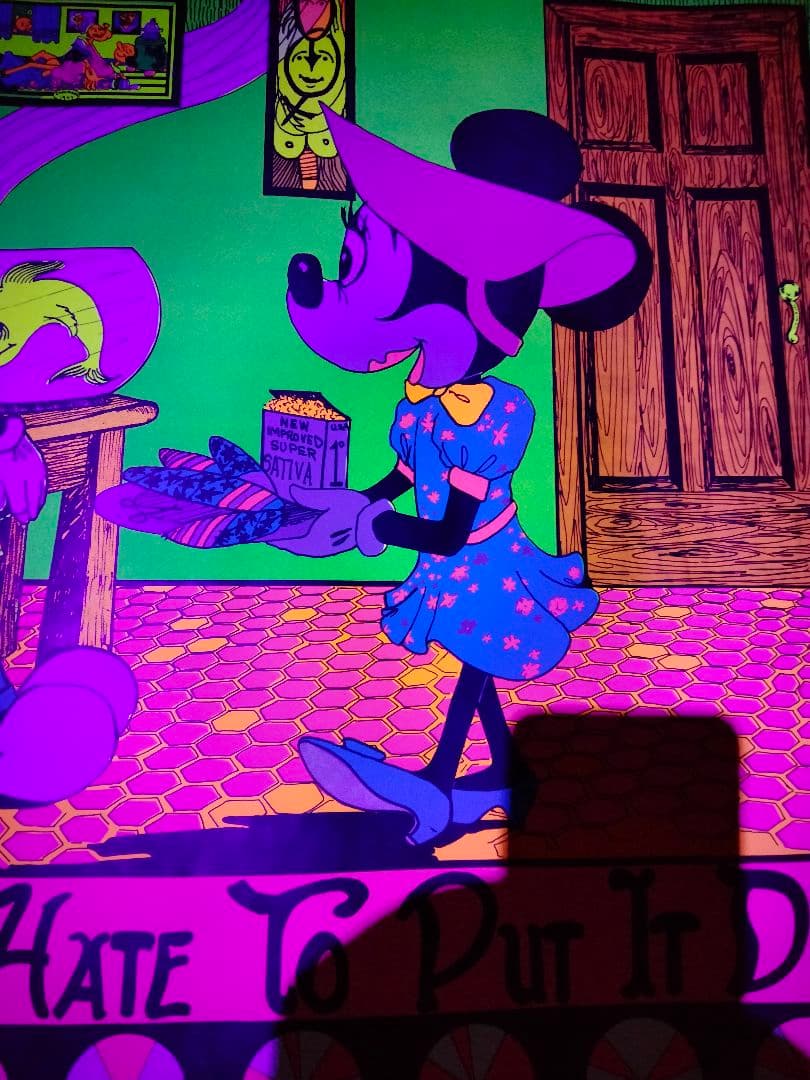 大判　ディズニー　ポスター ブラックライト メモリアルオージー ビンテージ 麻パ