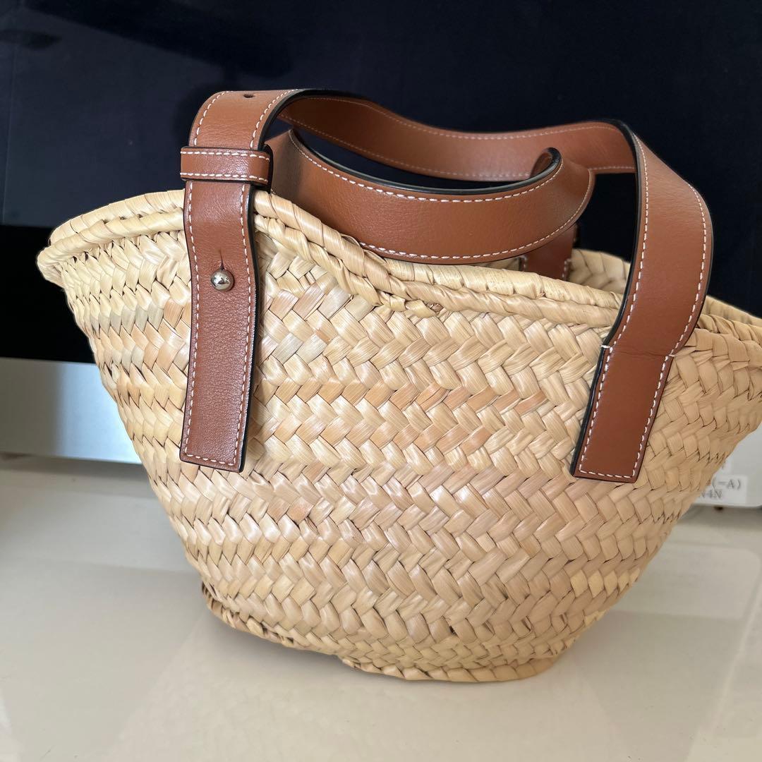 SALE LOEWE かごバッグ ストロー レザー