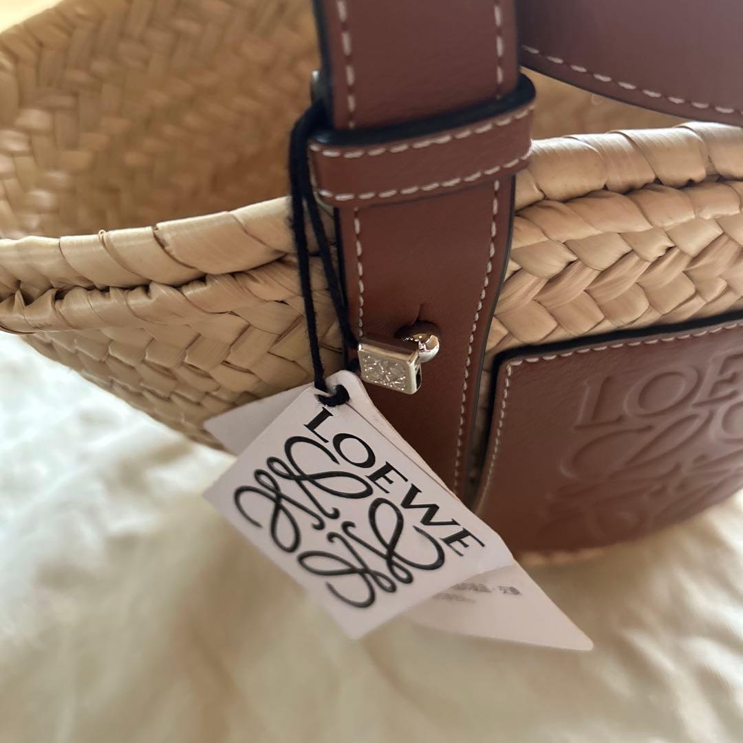 SALE LOEWE かごバッグ ストロー レザー