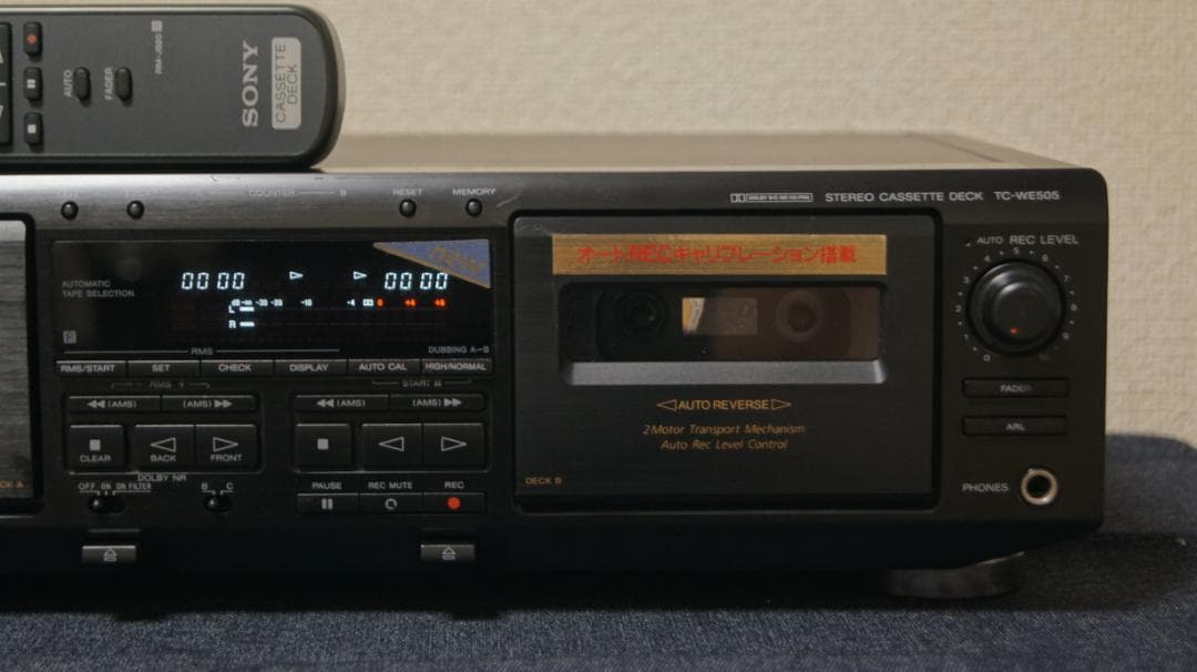 ソニー　カセットデッキ　TC-WE505 リモコン付　整備動作品