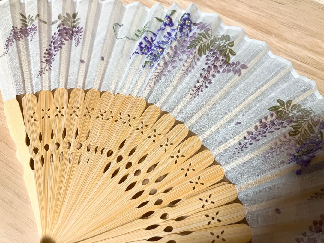 白竹堂 藤の花 扇子 専用ケース付き