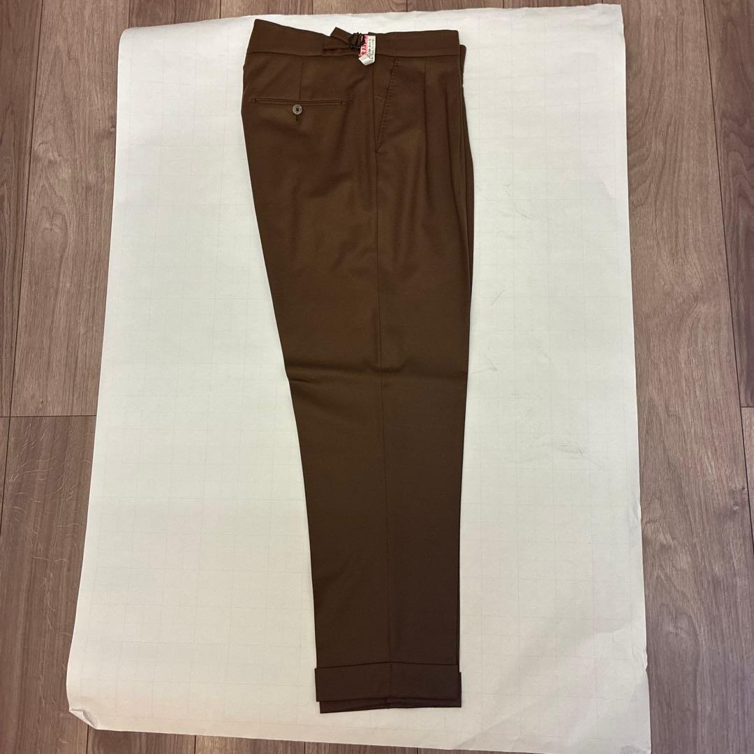 BERWICH scotch 2プリーツ ウール スラックス 46 濃ベージュ