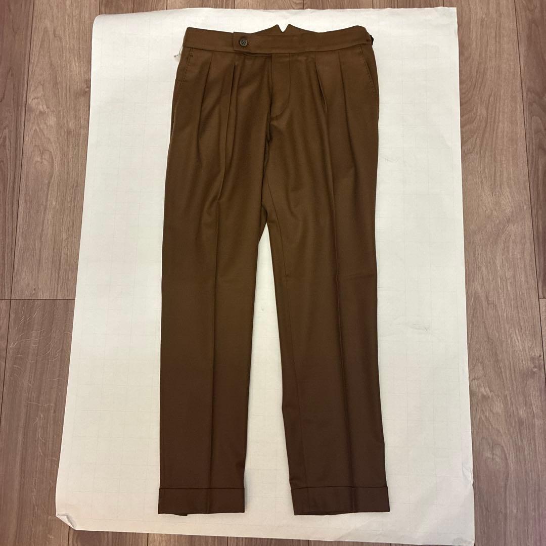 BERWICH scotch 2プリーツ ウール スラックス 46 濃ベージュ