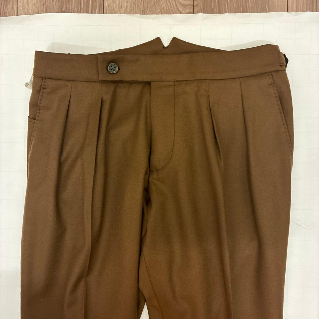 BERWICH scotch 2プリーツ ウール スラックス 46 濃ベージュ