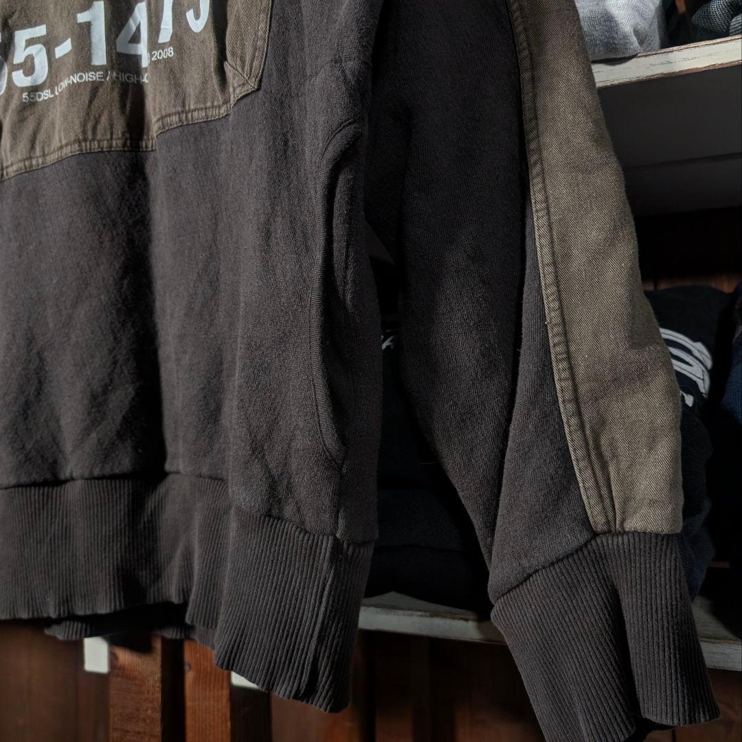 00s　DIESEL　ミリタリー　ハーフジップ　パーカー　切り替え　ブラウン