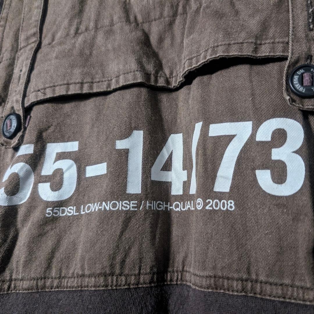 00s　DIESEL　ミリタリー　ハーフジップ　パーカー　切り替え　ブラウン