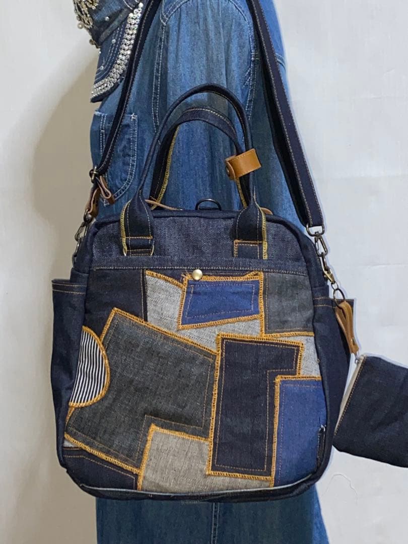 ハンドメイド☆岡山デニム☆パッチワーク☆☆4wayボストンバッグ