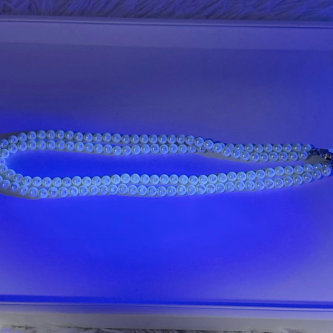 にしやん アコヤ 本真珠 パール 2連 1点物 ベージュ ネックレス