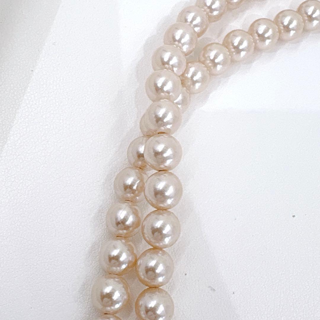 にしやん アコヤ 本真珠 パール 2連 1点物 ベージュ ネックレス