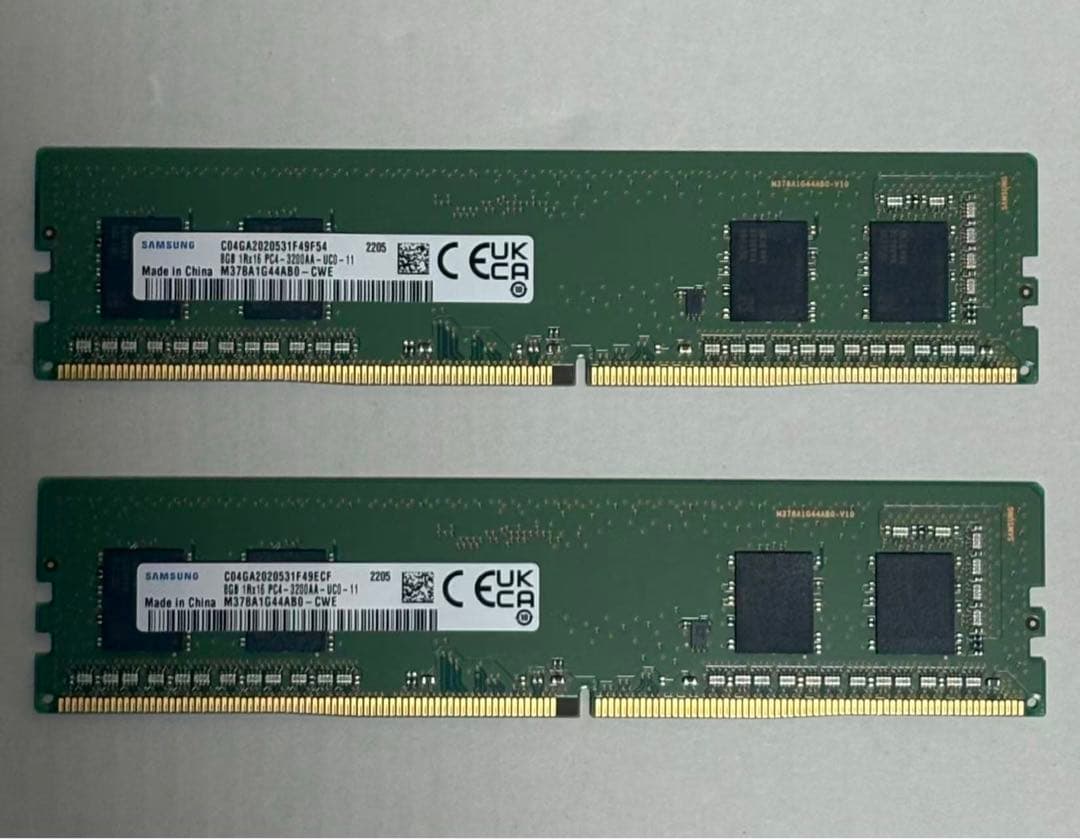Samsung 8GB*2枚 合計16GB DDR4-3200 美品動作品
