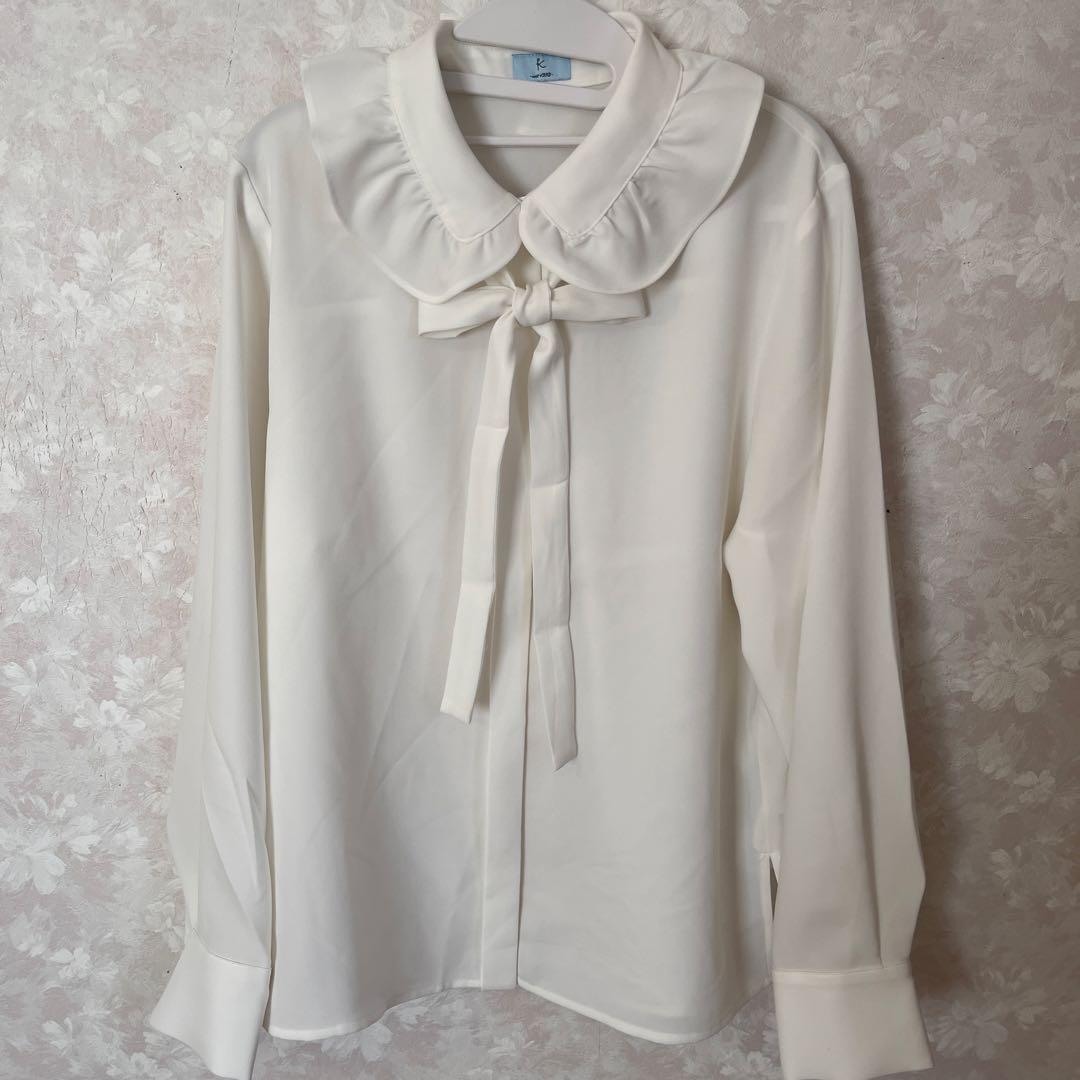 組曲　 ボウタイ付きフリルカラー ブラウス サイズ2