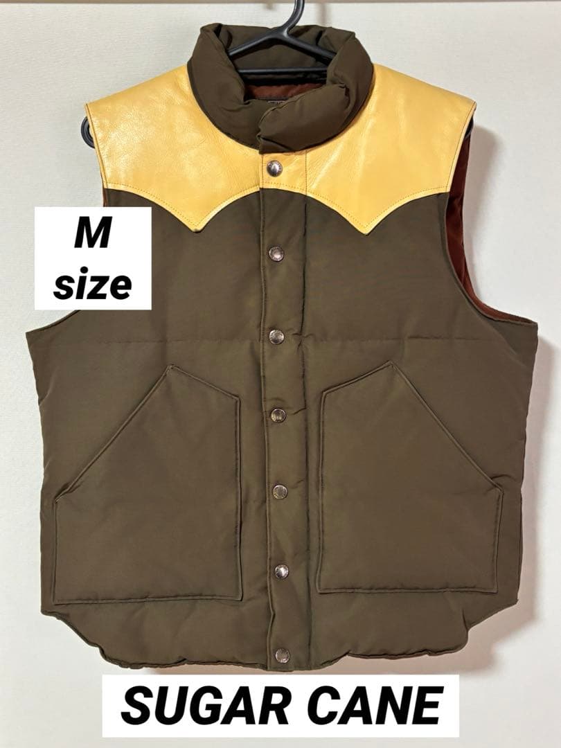 SUGAR CANE レザーダウンベスト Mサイズ ダークブラウン