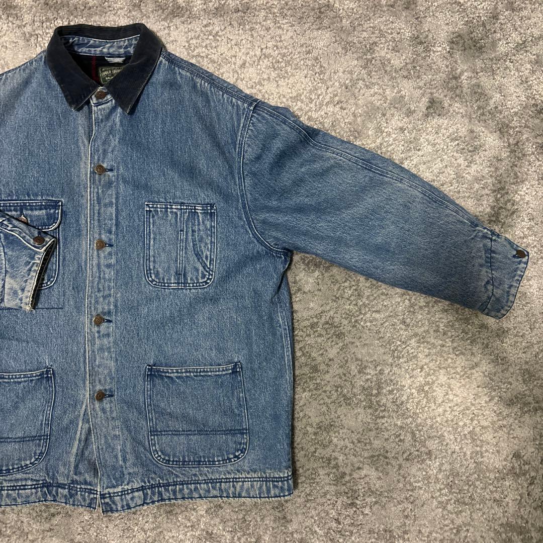 POLO COUNTRY ポロカントリー デニムカバーオール M 襟コーデュロイ