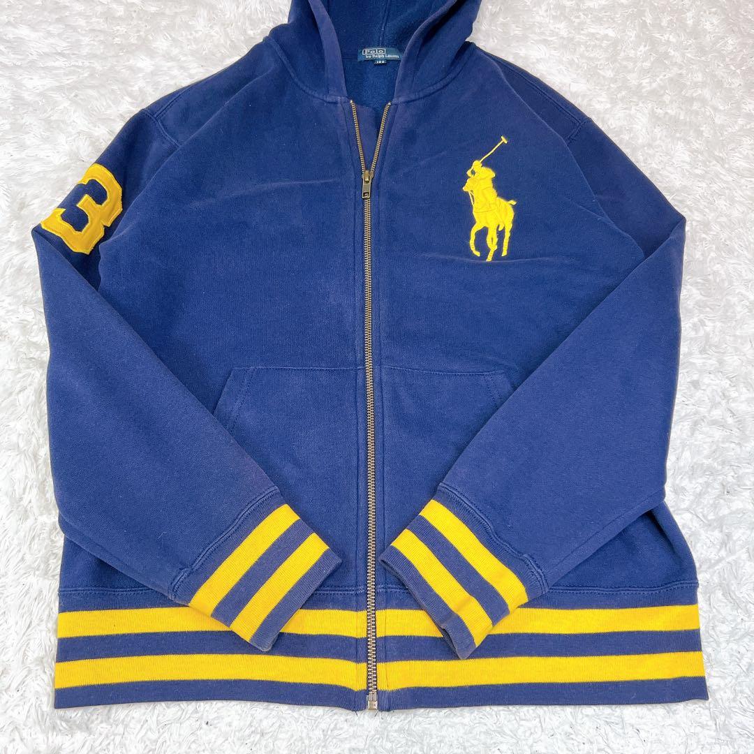 ポロバイラルフローレン ジップアップパーカー ビッグポニー刺繍 ネイビー