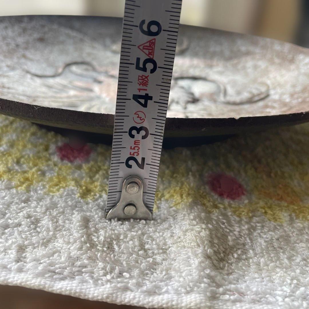 南部鉄器　皿　龍　図　在銘 青銅色ドラゴン彫刻