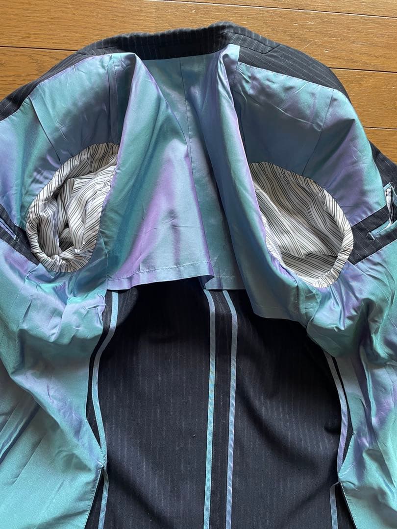 【美品】バーバリーブラックレーベル 3ピーススーツ 紺 38R 本切羽