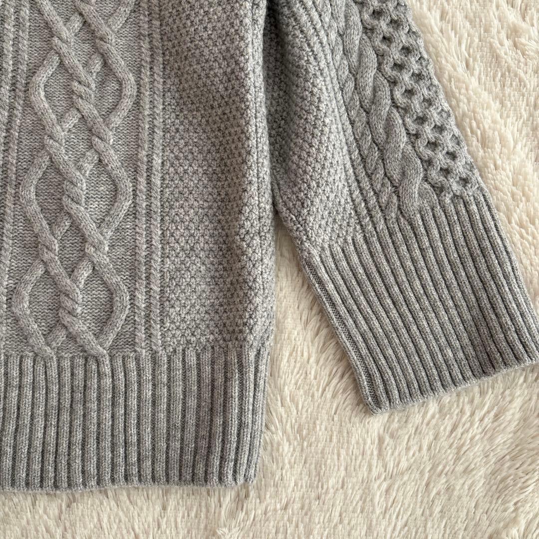 美品✨23区 ウール　カシミヤ　アランパターン　カーディガン　グレー　38