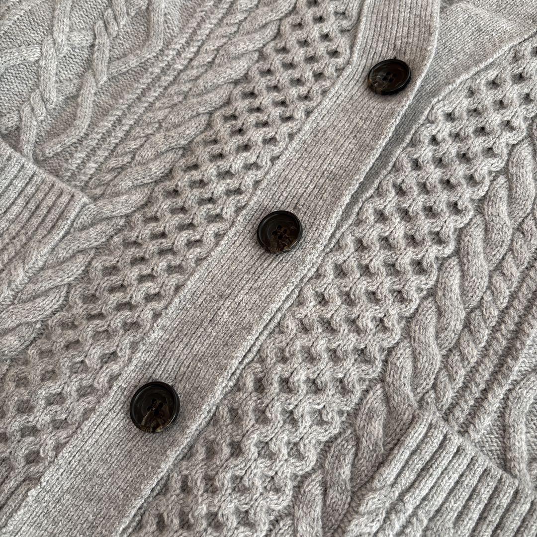 美品✨23区 ウール　カシミヤ　アランパターン　カーディガン　グレー　38