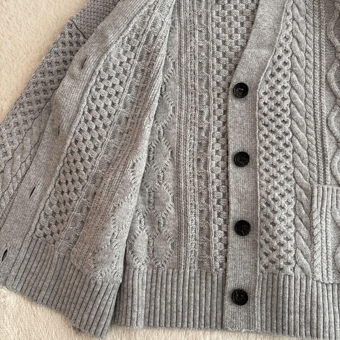 美品✨23区 ウール　カシミヤ　アランパターン　カーディガン　グレー　38