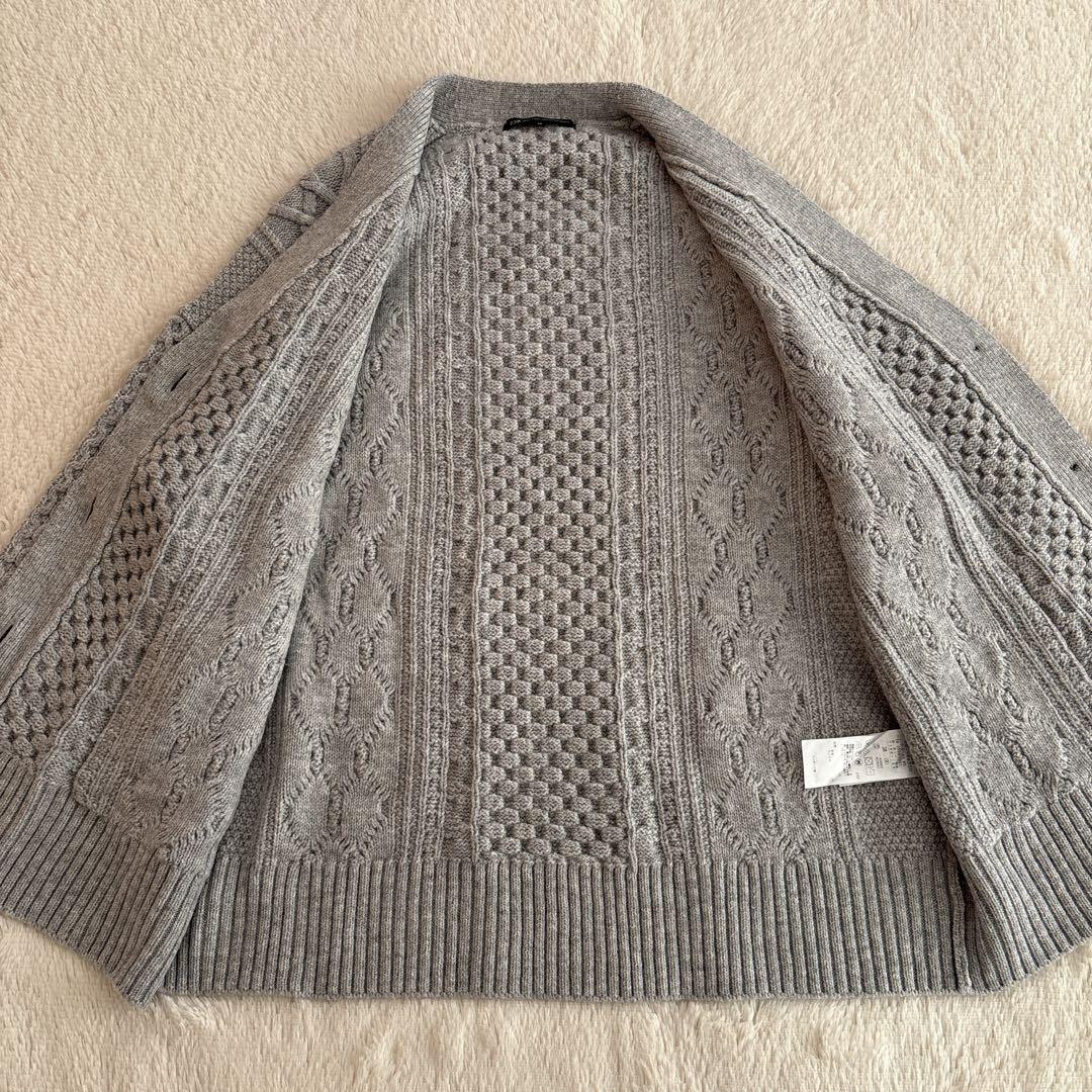 美品✨23区 ウール　カシミヤ　アランパターン　カーディガン　グレー　38
