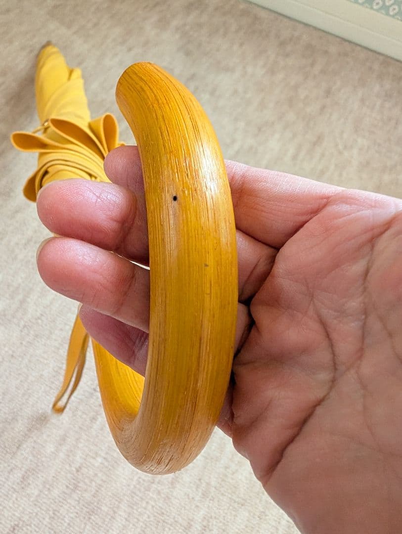 エルメス　傘　長傘　イエロー　レザーストラップ　　希少　ヴィンテージ　コットン混