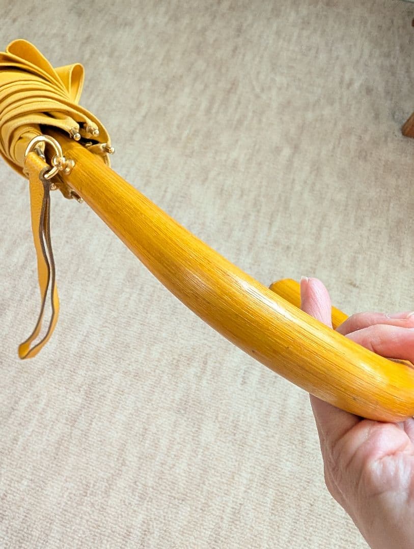 エルメス　傘　長傘　イエロー　レザーストラップ　　希少　ヴィンテージ　コットン混
